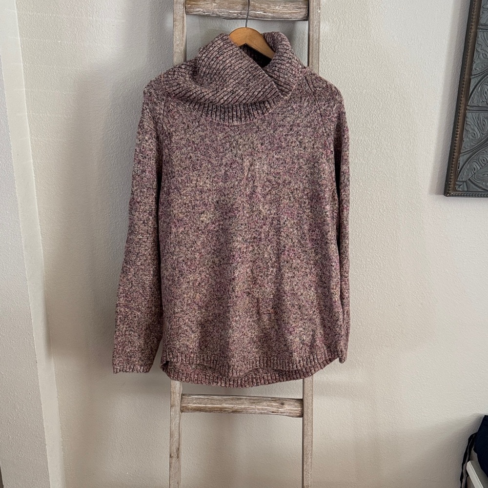 Leo & Nicole Pink Heathered Cowl Neck Sweater